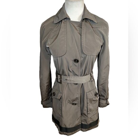 Tommy Hilfiger Trench Coat Long Raincoat Belt Gray Grey Waterproof Jacket Spring - Picture 1 of 7